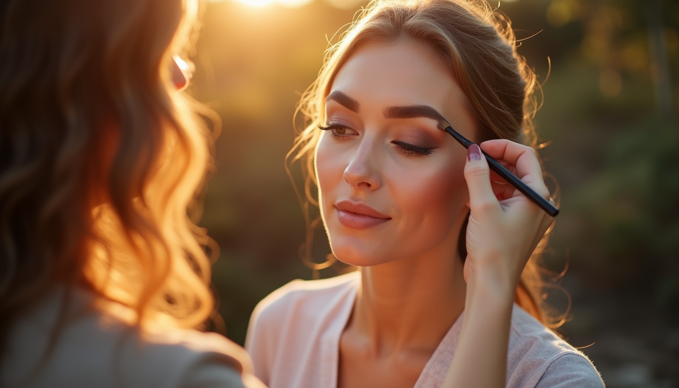 O femeie cu sprâncene perfect conturate prin micropigmentare powder, zâmbind.