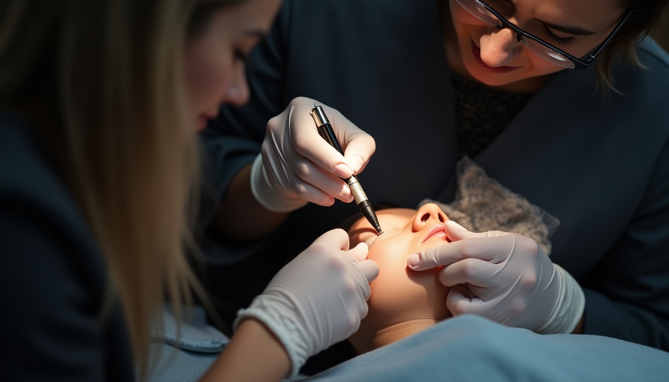 Logoul Academia Elena Copaceanu, cu instrumente de beauty și o imagine stilizată a Elenei Copaceanu, simbolizând educație