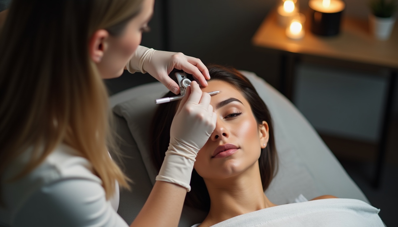 O femeie zâmbește, arătând sprâncene perfect conturate prin micropigmentare în București.