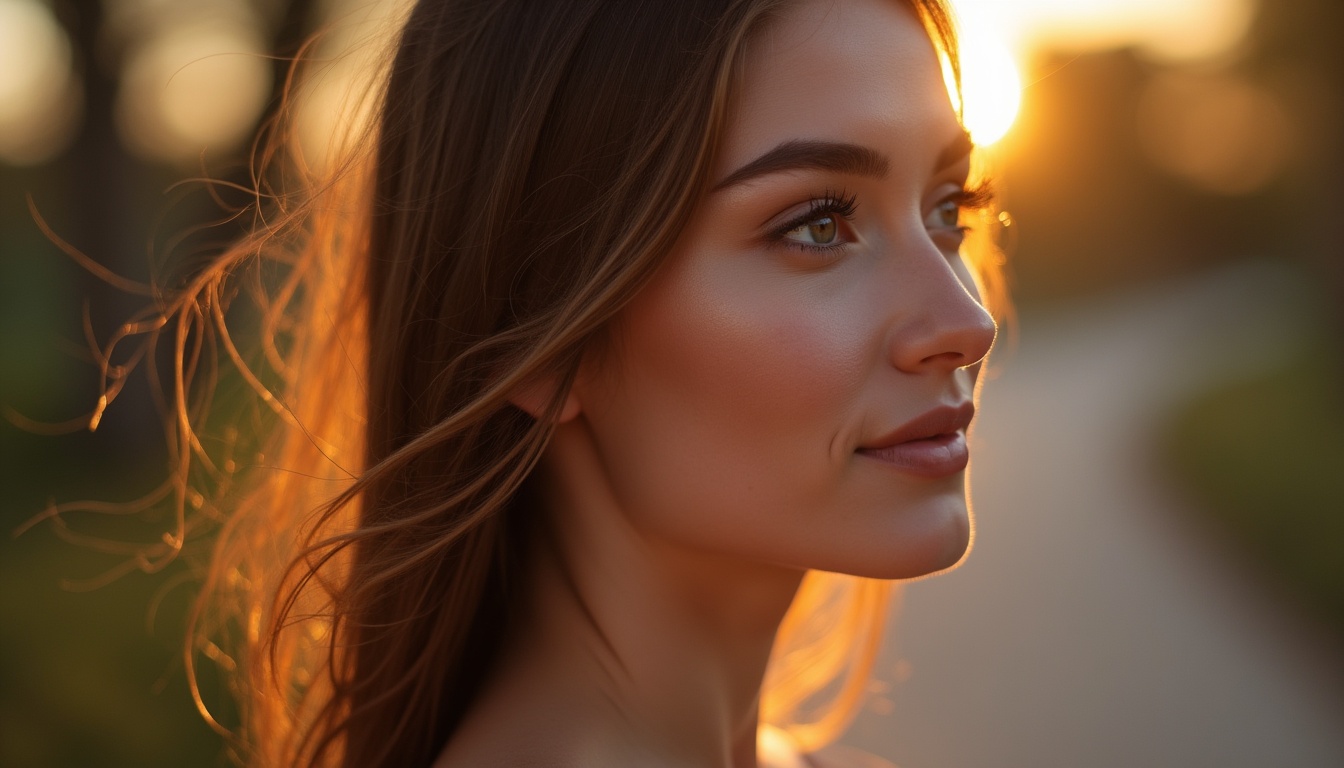 Femeie zâmbind, cu sprancene tatuate fir cu fir, perfect definite și naturale