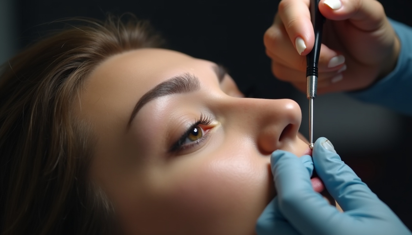 Femeie cu sprancene perfecte dupa tatuaj permanent, ilustrând rezultatul unui tatuaj de sprâncene